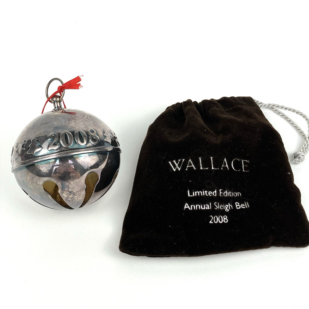 Wallace 2008 Silver Limited Edition Annual Sleigh Bell 3" /w Bag VTG